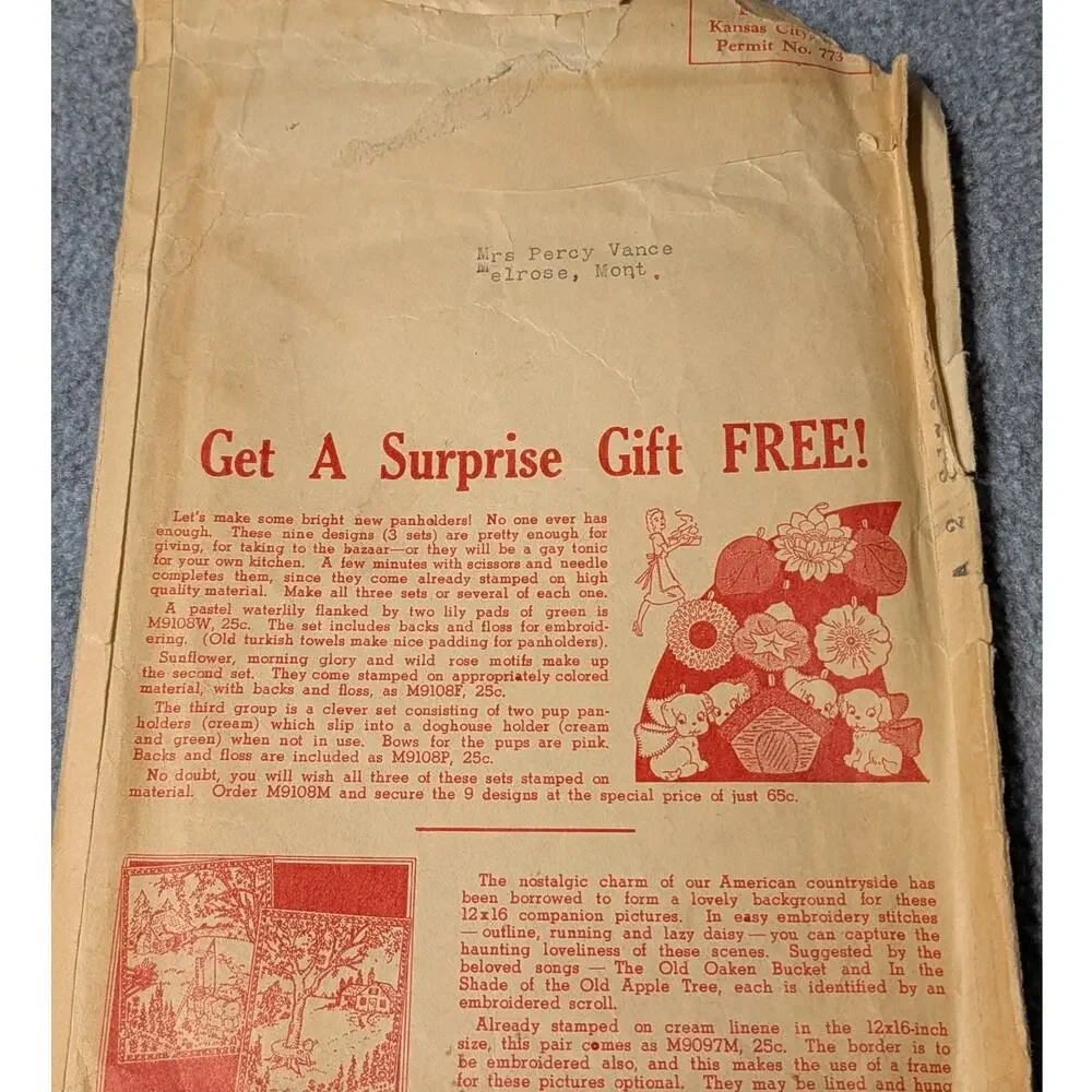 ALICE BROOKS Vintage Embroidery Transfer Patterns 7152 7249 Daily Towel Kitchen